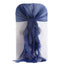1 Set Chiffon Hoods Chair Sashes with Willow Ruffles Design Navy Blue - Stylish Chair Bow Decor - Linen Luxes