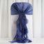 1 Set Chiffon Hoods Chair Sashes with Willow Ruffles Design Navy Blue - Stylish Chair Bow Decor - Linen Luxes