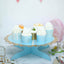 1 - Tier Cardboard Cake Stand Light Blue - Stylish Reusable Cupcake Dessert Holder with Gold Scalloped Rim for Baby Showers Birthdays & Events 13" - Linen Luxes