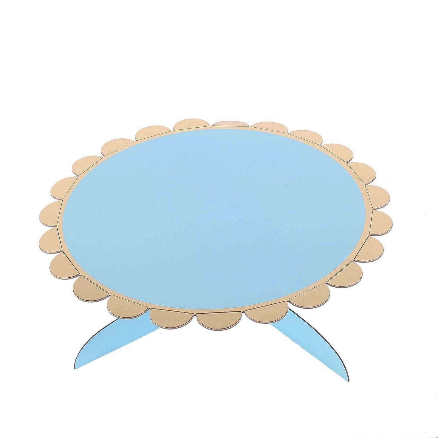 1 - Tier Cardboard Cake Stand Light Blue - Stylish Reusable Cupcake Dessert Holder with Gold Scalloped Rim for Baby Showers Birthdays & Events 13" - Linen Luxes