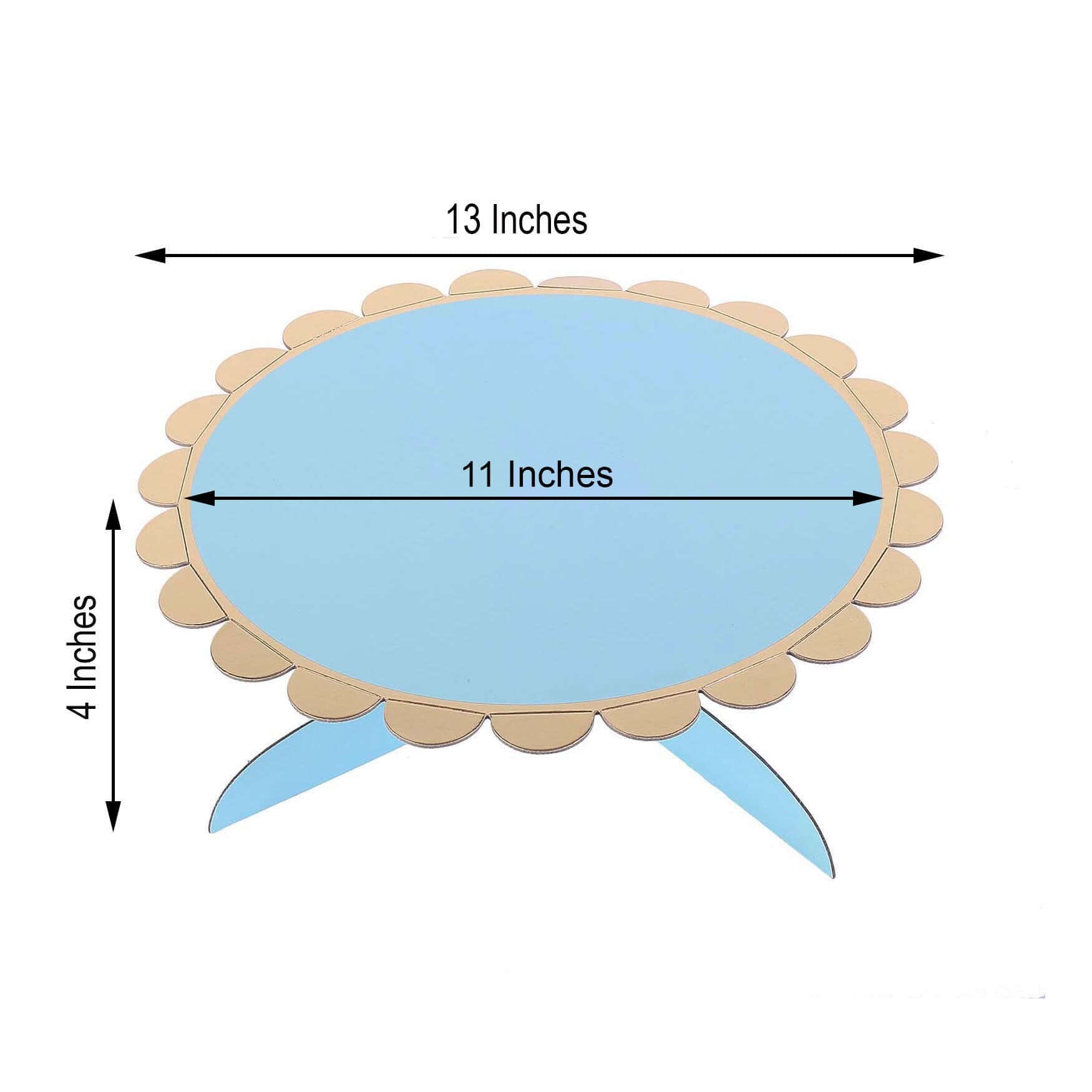 1 - Tier Cardboard Cake Stand Light Blue - Stylish Reusable Cupcake Dessert Holder with Gold Scalloped Rim for Baby Showers Birthdays & Events 13" - Linen Luxes
