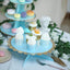 1 - Tier Cardboard Cake Stand Light Blue - Stylish Reusable Cupcake Dessert Holder with Gold Scalloped Rim for Baby Showers Birthdays & Events 13" - Linen Luxes
