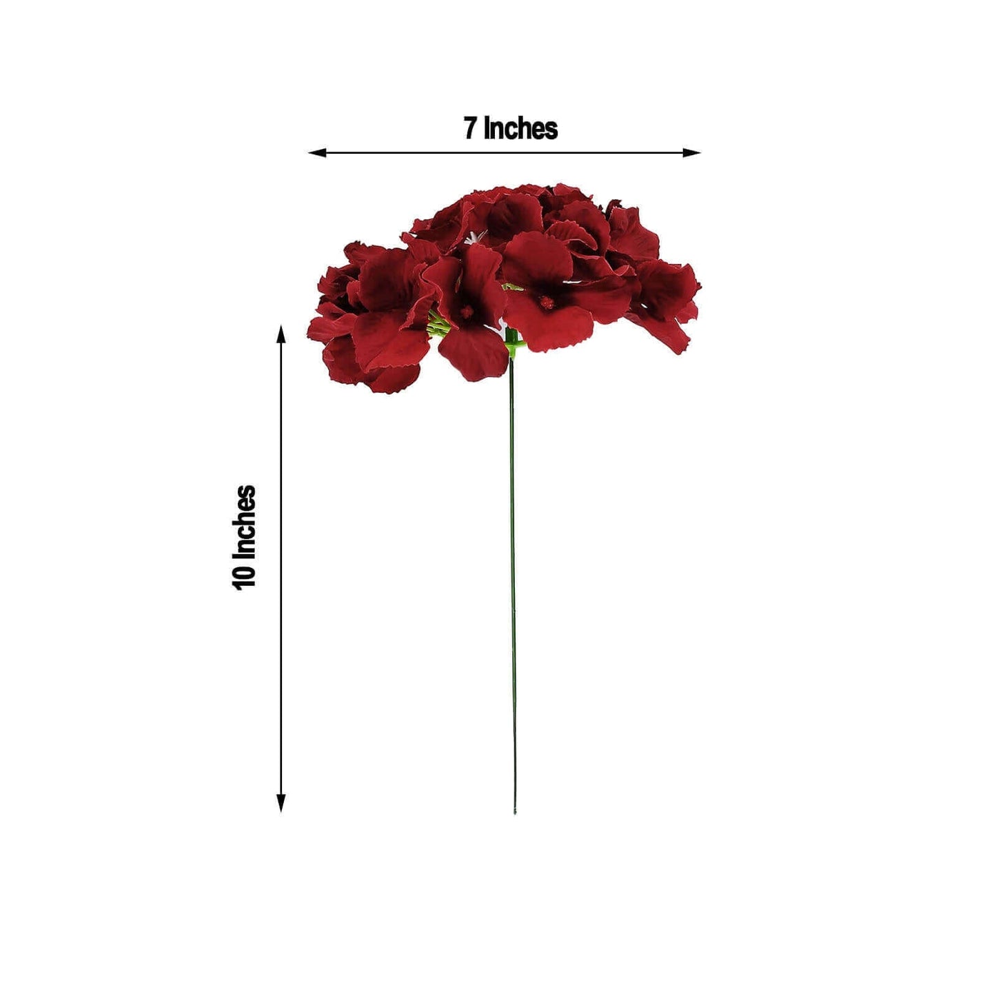 10 Flower Head and Stems Burgundy Artificial Satin Hydrangeas, DIY Arrangement - Linen Luxes