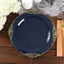 10-Pack Plastic 10" Round Dinner Plates in Navy Blue with Gold Leaf Embossed Rim - Disposable Vintage Baroque Style Plates
