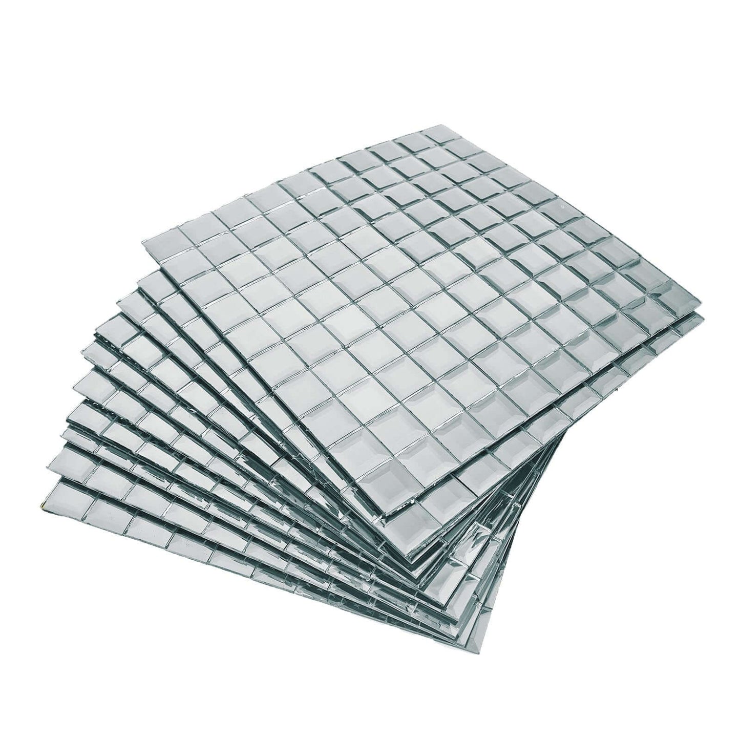 10 Pack 10 Sq ft Silver Peel and Stick Backsplash Mirror Wall Tiles - Linen Luxes