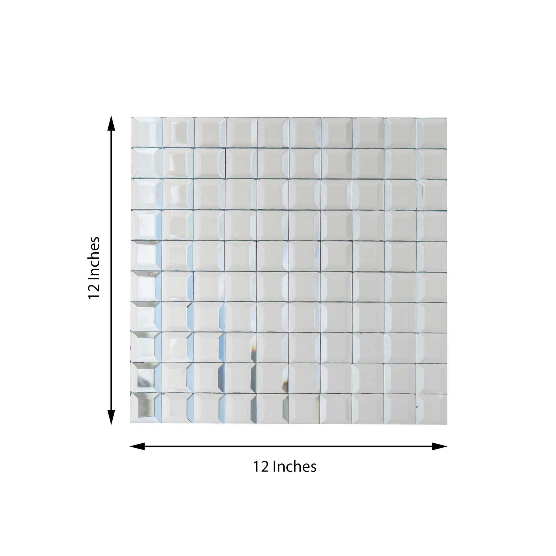 10 Pack 10 Sq ft Silver Peel and Stick Backsplash Mirror Wall Tiles - Linen Luxes