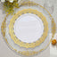 10-Pack Plastic 10" Round Dinner Plates in White with Gold Lace Rim - Disposable Party Plates for Classy Events & Banquets
