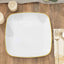 10-Pack Plastic 10" Square Dinner Plates in White with Gold Rim - Classy Disposable Lunch Party Plates for Weddings & Special Events