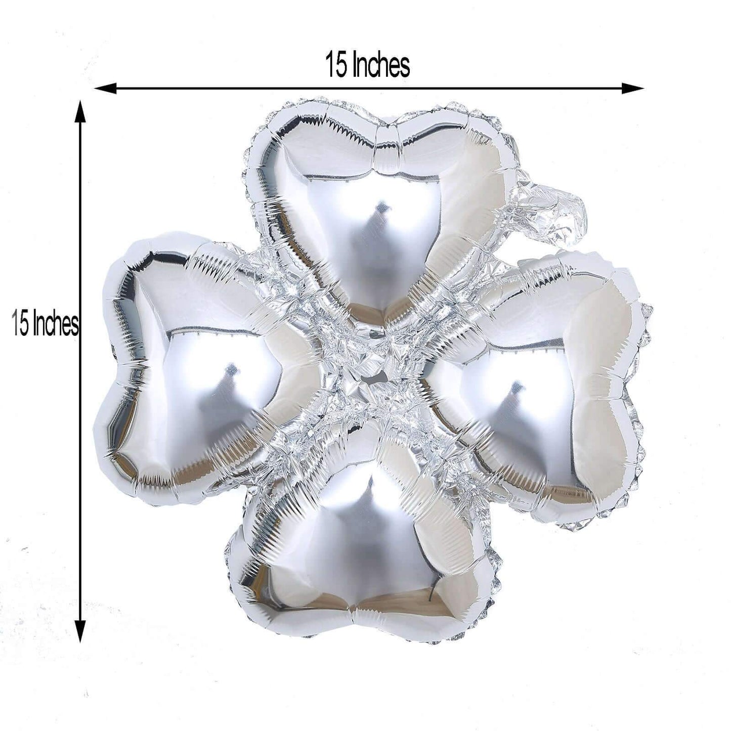 10 Pack 15" Shiny Silver Four Leaf Clover Shaped Mylar Foil Balloons - Linen Luxes