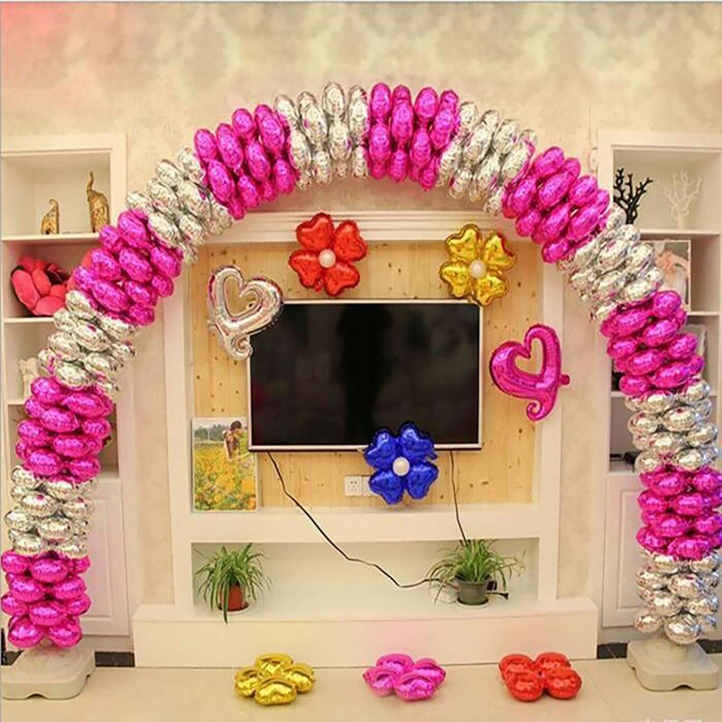 10 Pack 15" Shiny Silver Four Leaf Clover Shaped Mylar Foil Balloons - Linen Luxes