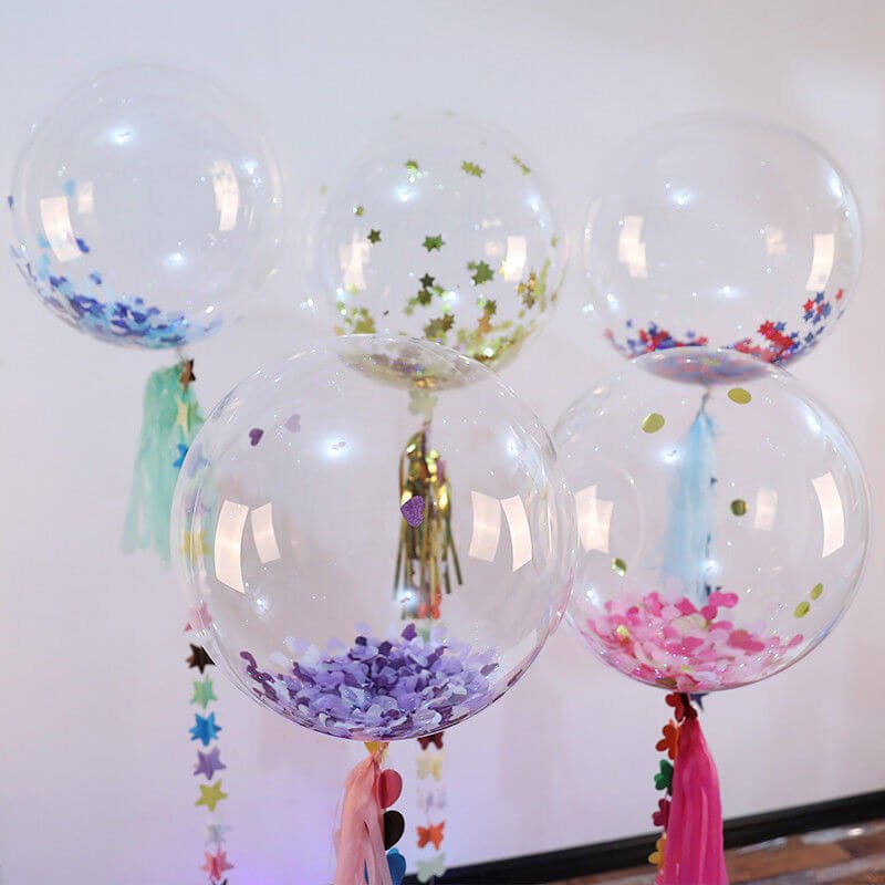 10 Pack 16" Clear Fully Transparent PVC Helium Air Bubble Balloons - Linen Luxes