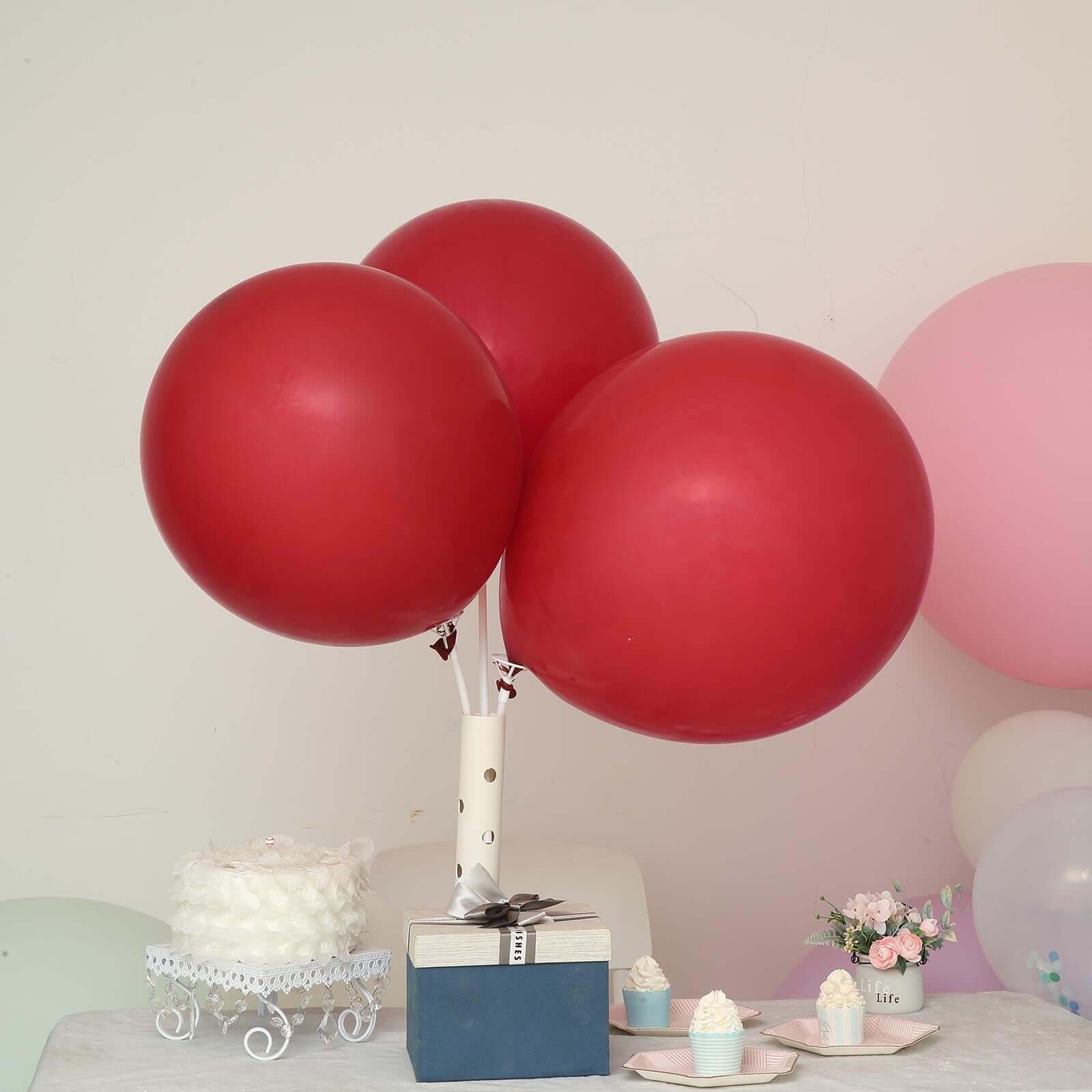 10 Pack 18" Matte Pastel Burgundy Helium or Air Latex Party Balloons - Linen Luxes