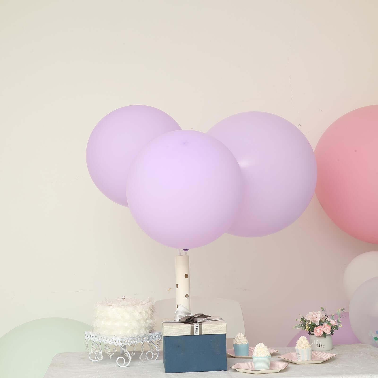 10 Pack 18" Matte Pastel Lavender Lilac Helium or Air Latex Party Balloons - Linen Luxes