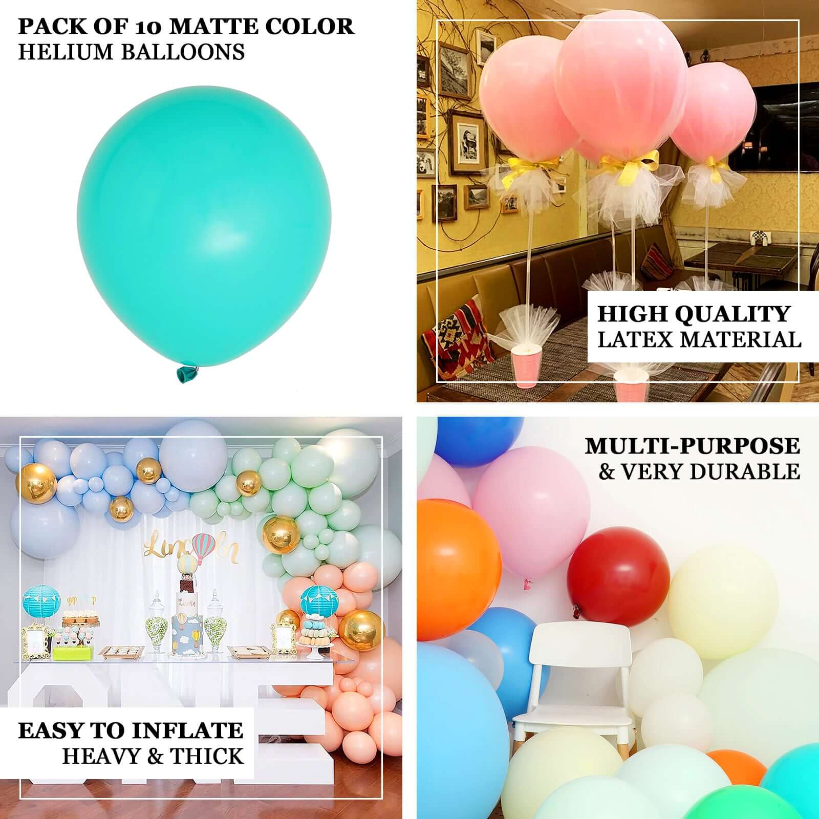 10 Pack 18" Matte Pastel Orange Helium or Air Latex Party Balloons - Linen Luxes