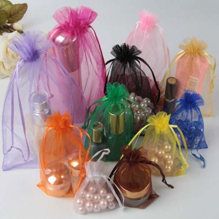 10 Pack 3"x4" Black Organza Drawstring Wedding Party Favor Gift Bags - Clearance SALE - Linen Luxes