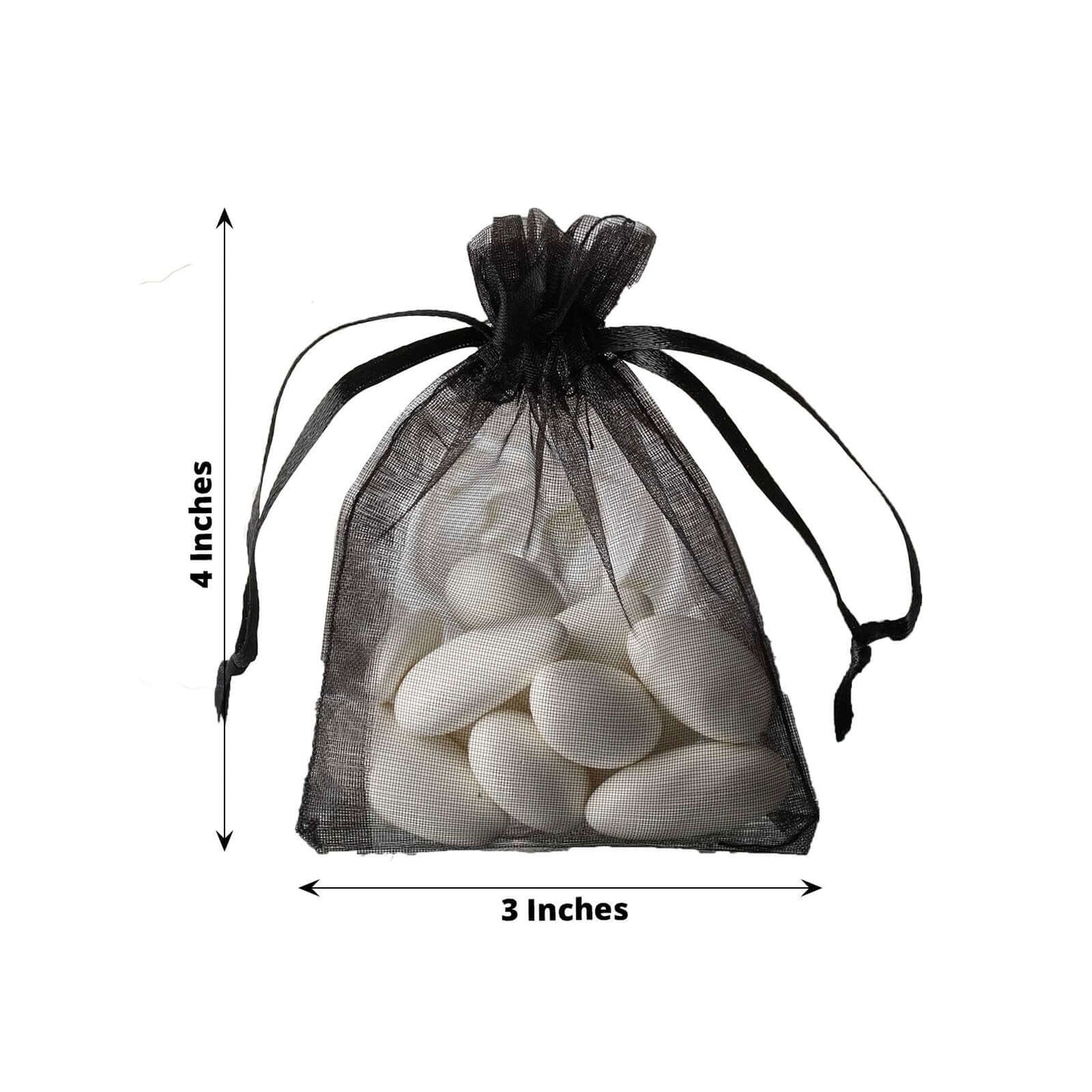 10 Pack 3"x4" Black Organza Drawstring Wedding Party Favor Gift Bags - Clearance SALE - Linen Luxes