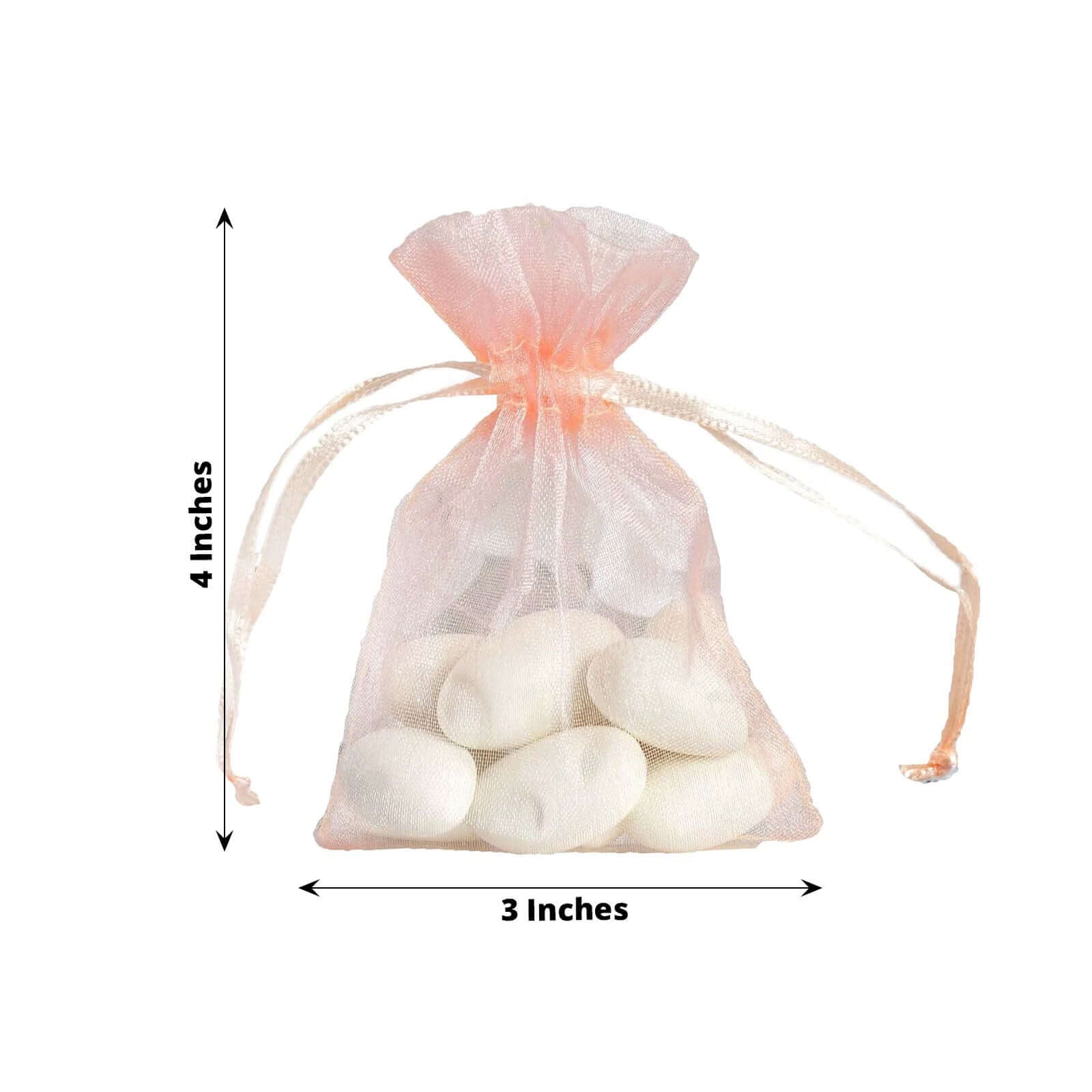 10 Pack 3"x4" Blush Organza Drawstring Wedding Party Favor Gift Bags - Clearance SALE - Linen Luxes