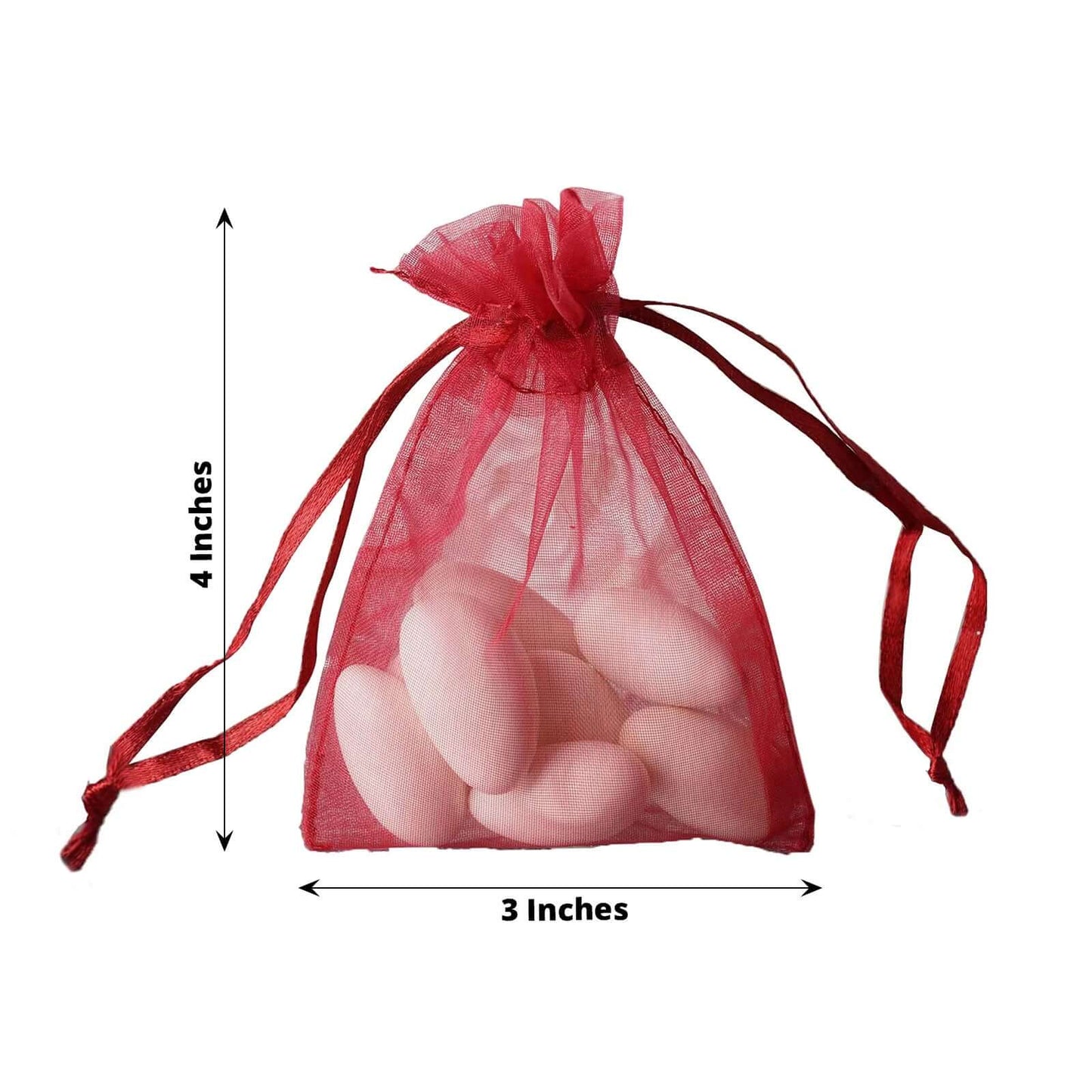 10 Pack 3"x4" Burgundy Organza Drawstring Wedding Party Favor Gift Bags - Clearance SALE - Linen Luxes