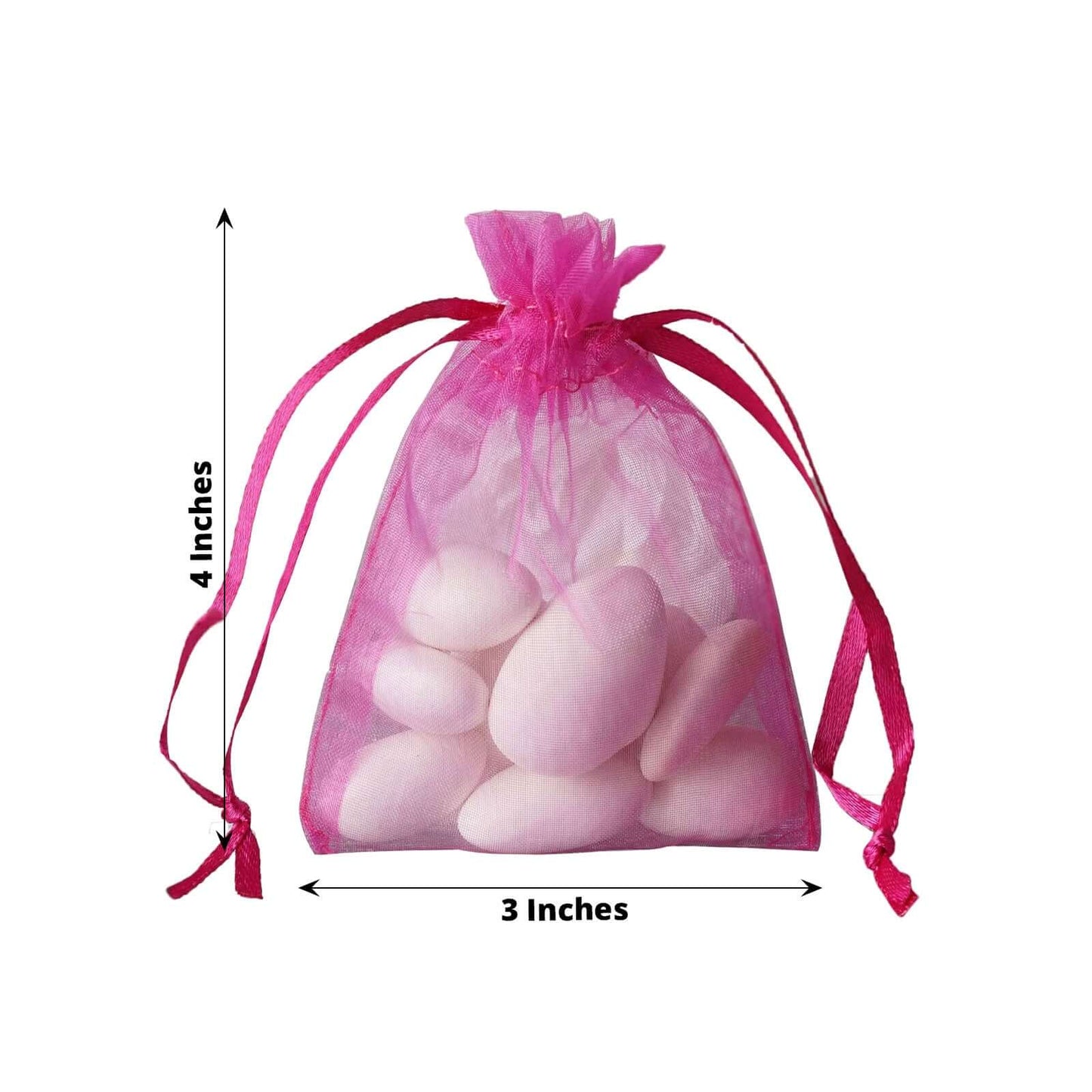 10 Pack 3"x4" Fuchsia Organza Drawstring Wedding Party Favor Gift Bags - Clearance SALE - Linen Luxes