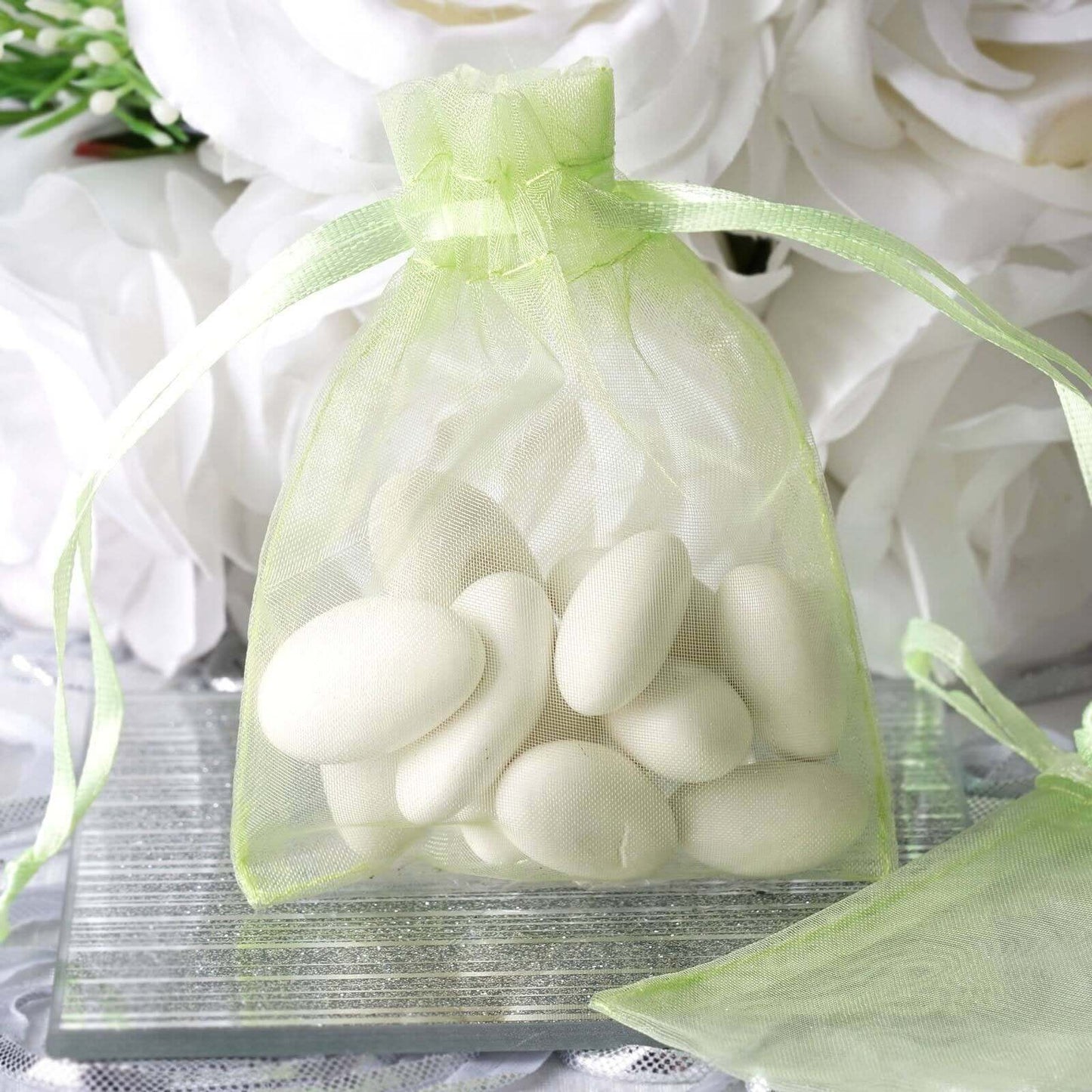 10 Pack 3"x4" Mint Organza Drawstring Wedding Party Favor Gift Bags - Clearance SALE - Linen Luxes
