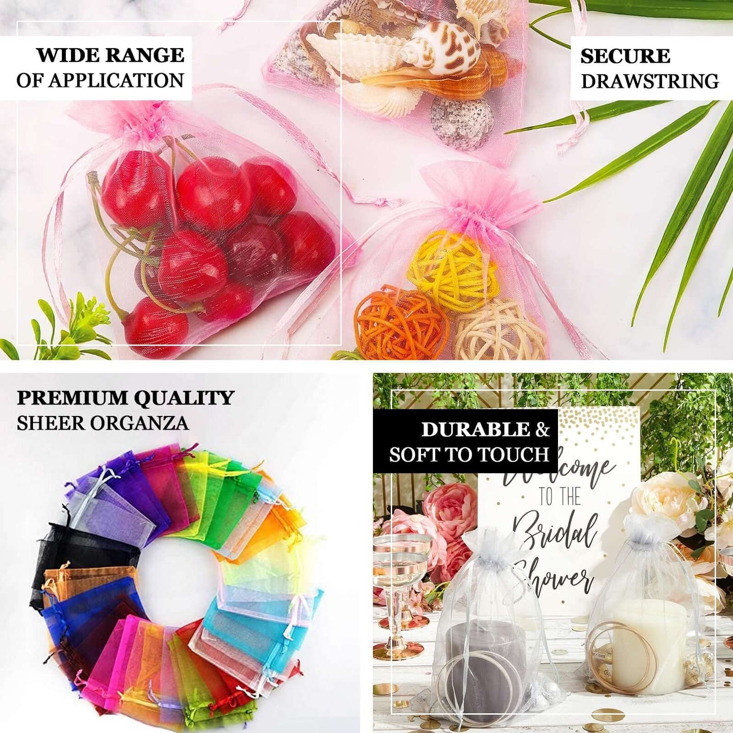 10 Pack 3"x4" Peach Organza Drawstring Wedding Party Favor Gift Bags - Clearance SALE - Linen Luxes