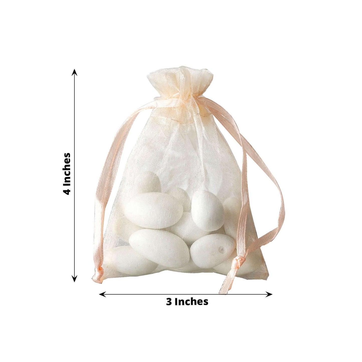 10 Pack 3"x4" Peach Organza Drawstring Wedding Party Favor Gift Bags - Clearance SALE - Linen Luxes