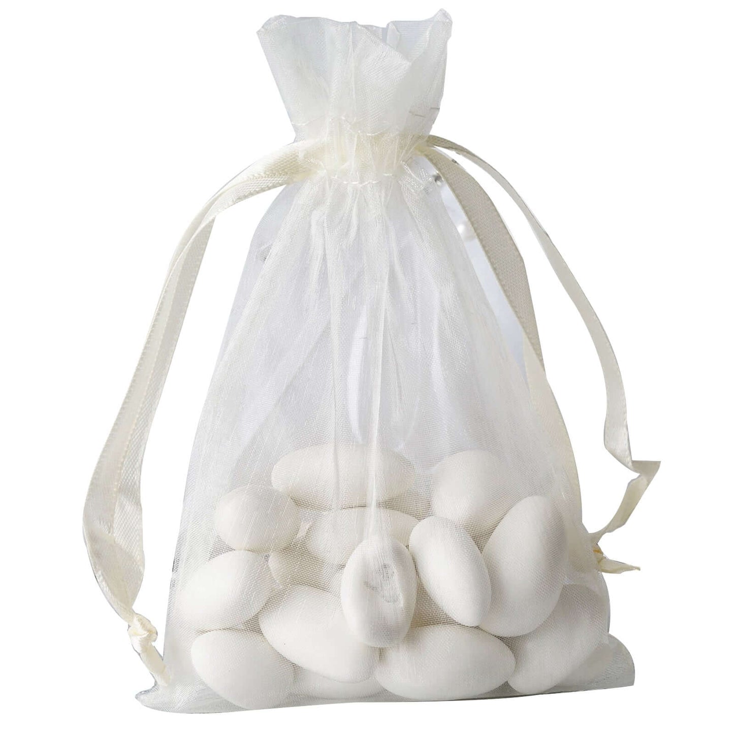 10 Pack 4"x6" Ivory Organza Drawstring Wedding Party Favor Gift Bags - Linen Luxes