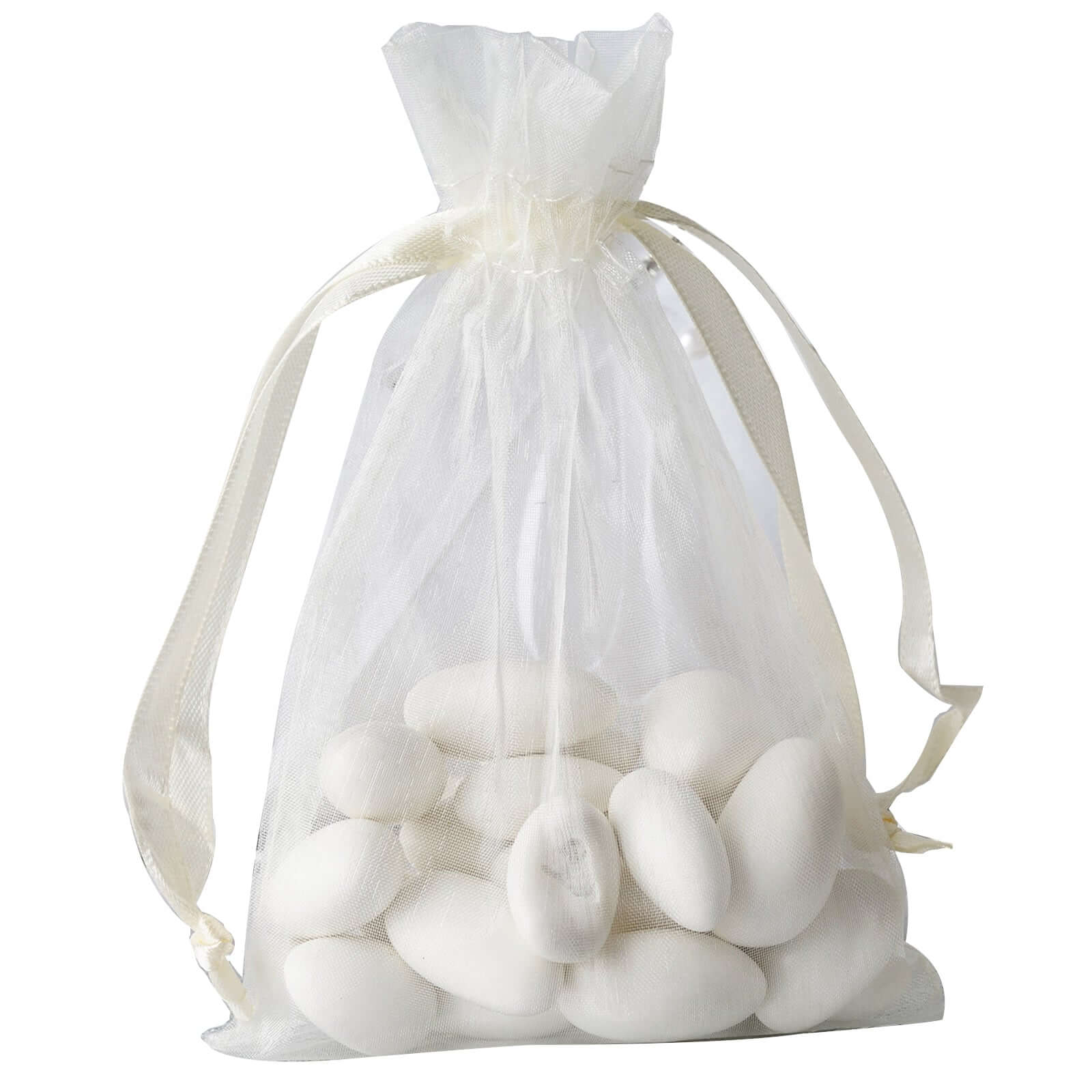 10 Pack 4"x6" Ivory Organza Drawstring Wedding Party Favor Gift Bags - Linen Luxes