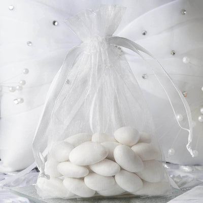 10 Pack 4"x6" White Organza Drawstring Wedding Party Favor Gift Bags - Linen Luxes