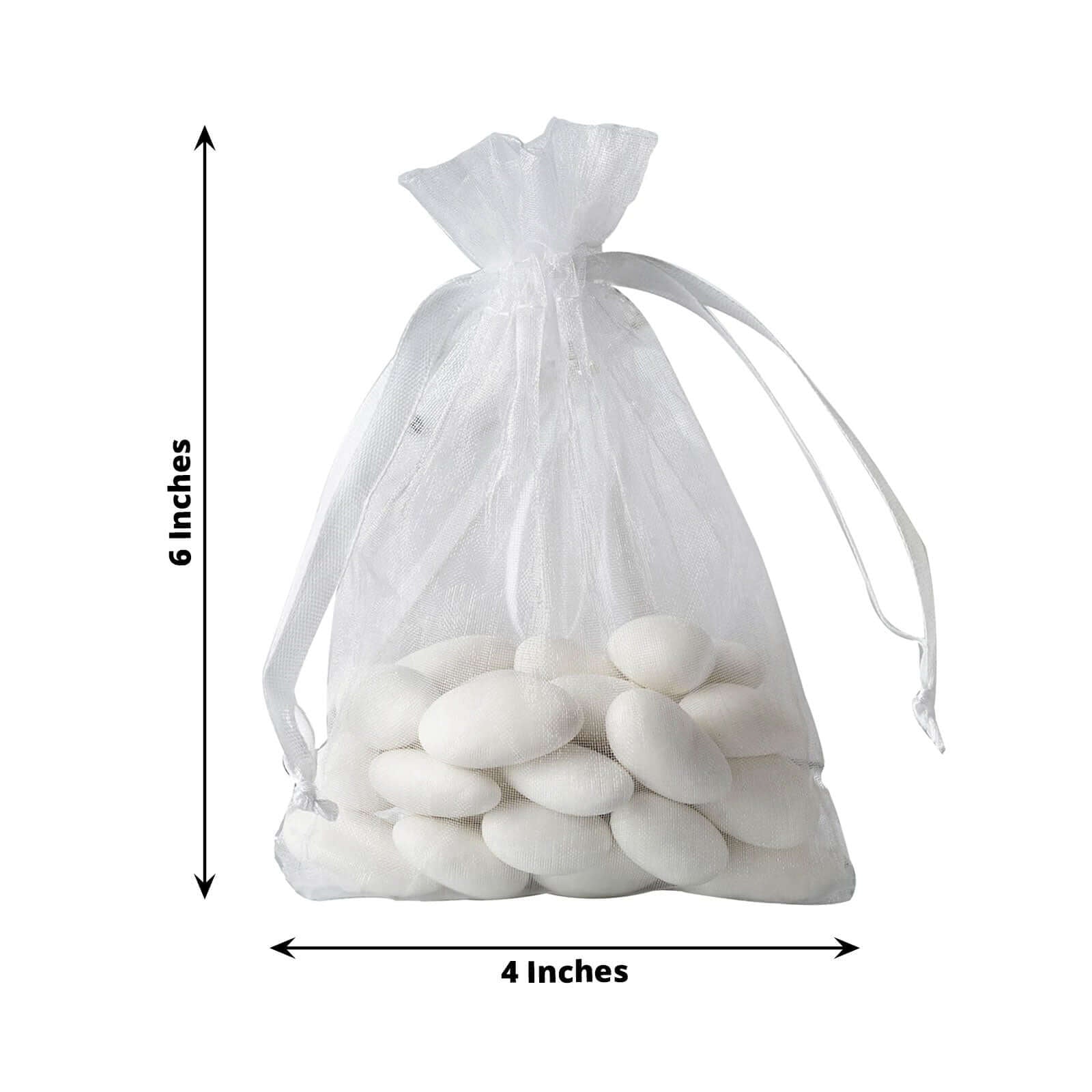 10 Pack 4"x6" White Organza Drawstring Wedding Party Favor Gift Bags - Linen Luxes
