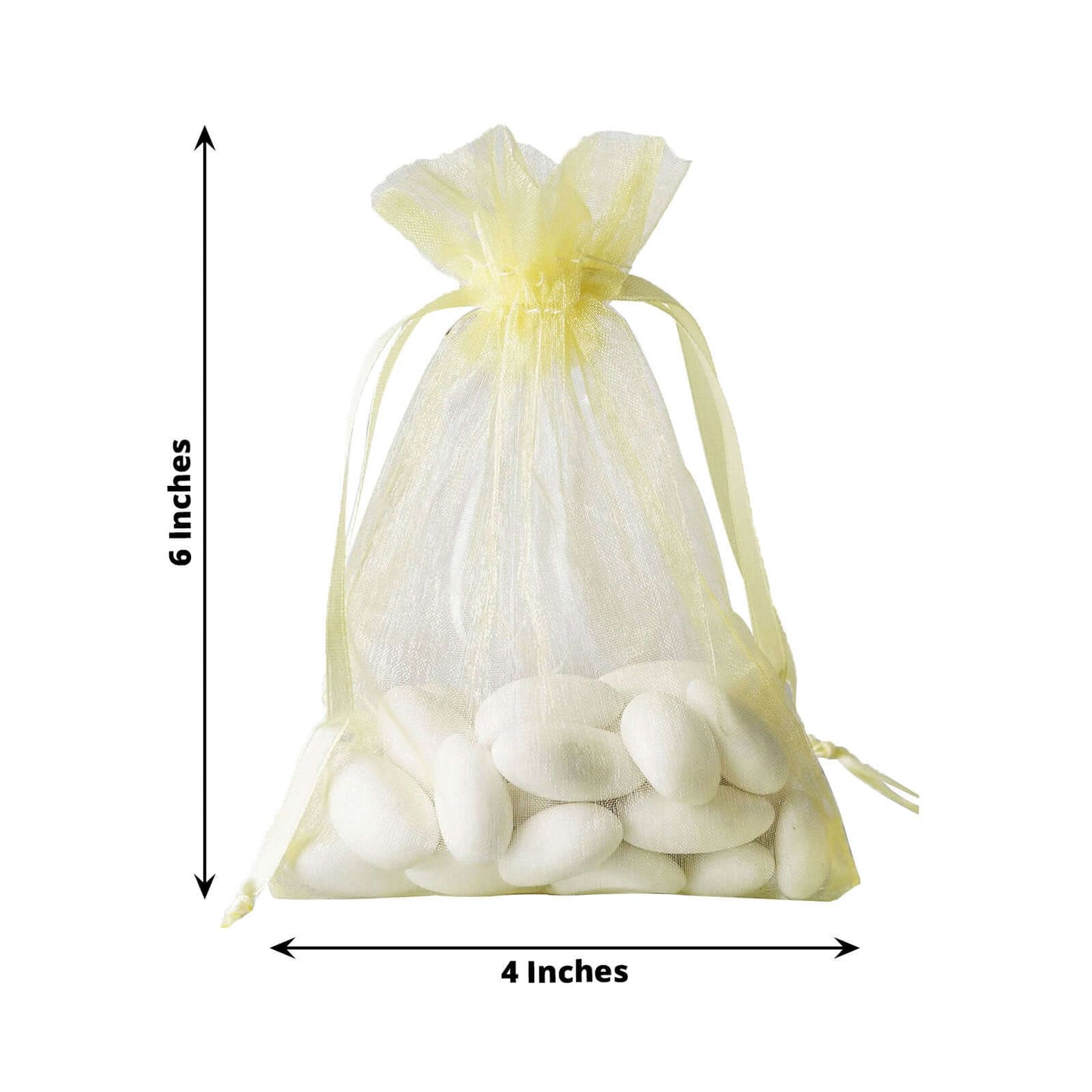 10 Pack 4"x6" Yellow Organza Drawstring Wedding Party Favor Gift Bags - Clearance SALE - Linen Luxes