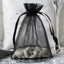 10 Pack 5"x7" Black Organza Drawstring Wedding Party Favor Gift Bags - Linen Luxes
