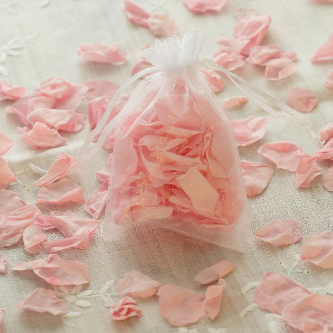 10 Pack 5"x7" Blush Organza Drawstring Wedding Party Favor Gift Bags - Linen Luxes
