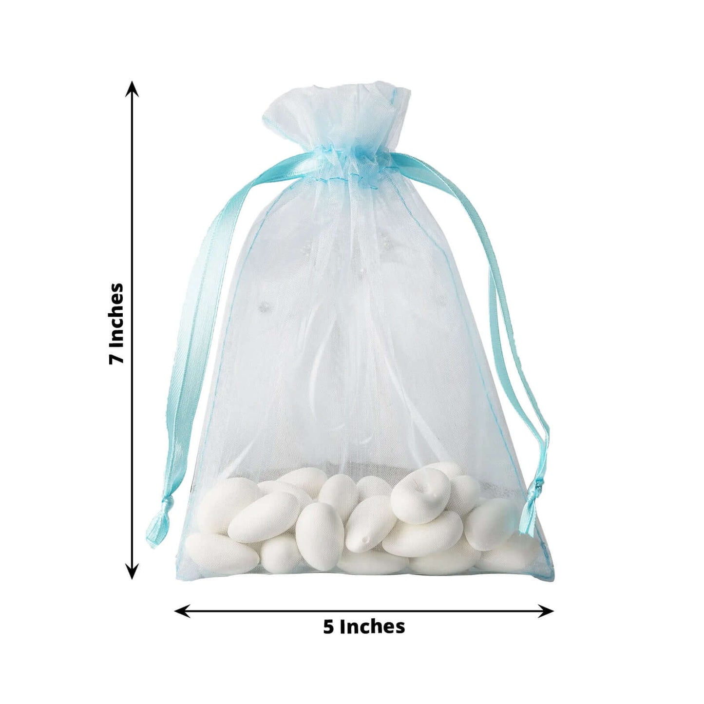10 Pack 5"x7" Light Blue Organza Drawstring Wedding Party Favor Gift Bags - Linen Luxes