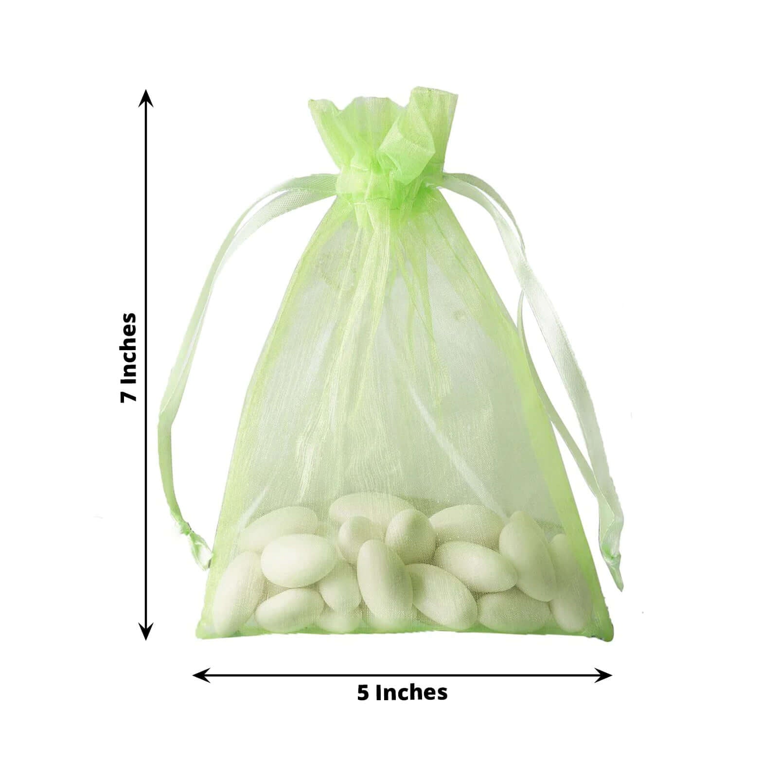 10 Pack 5"x7" Mint Organza Drawstring Wedding Party Favor Gift Bags - Linen Luxes
