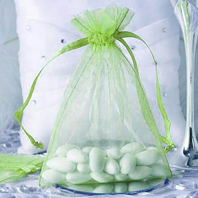 10 Pack 5"x7" Mint Organza Drawstring Wedding Party Favor Gift Bags - Linen Luxes