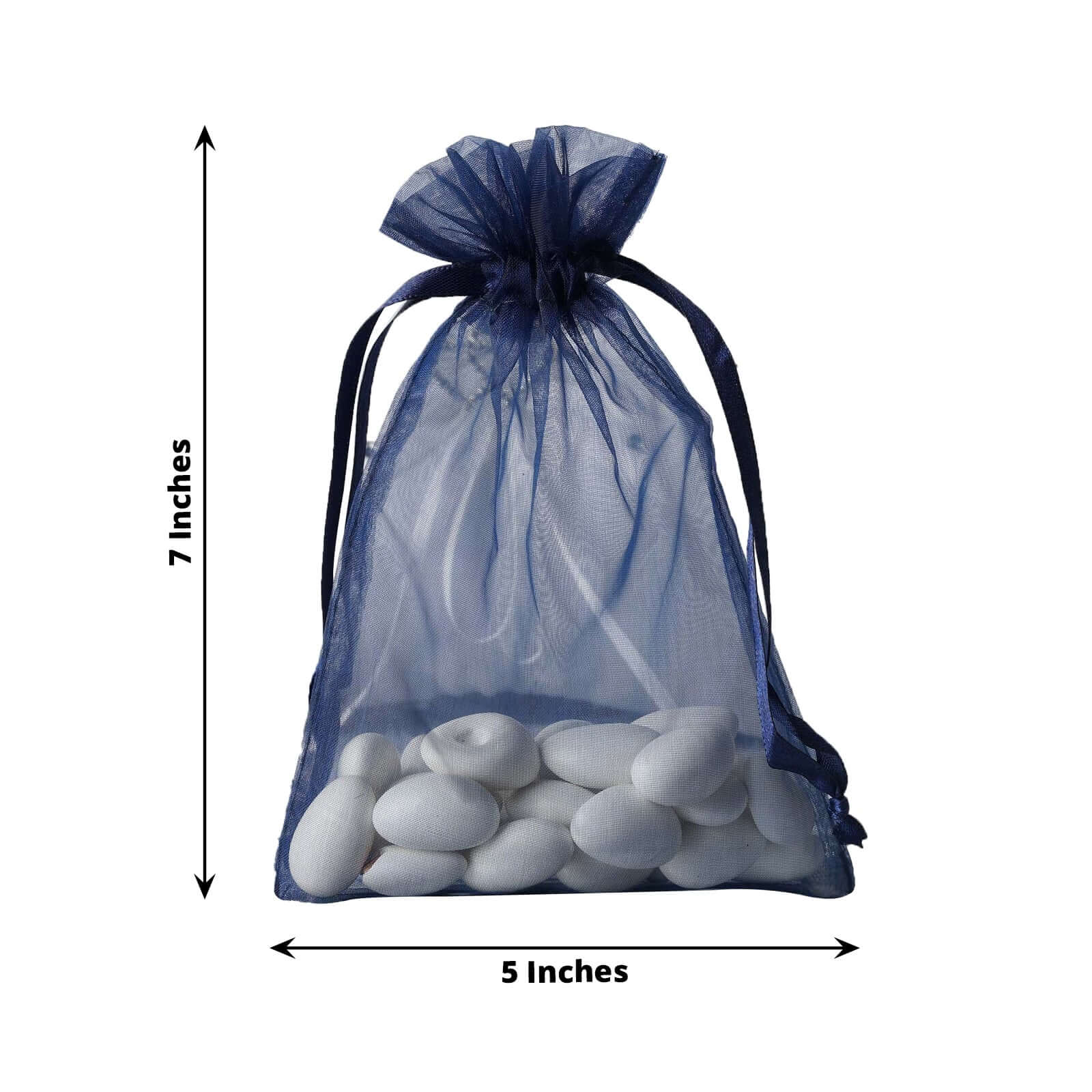 10 Pack 5"x7" Navy Blue Organza Drawstring Wedding Party Favor Gift Bags - Linen Luxes