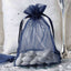 10 Pack 5"x7" Navy Blue Organza Drawstring Wedding Party Favor Gift Bags - Linen Luxes