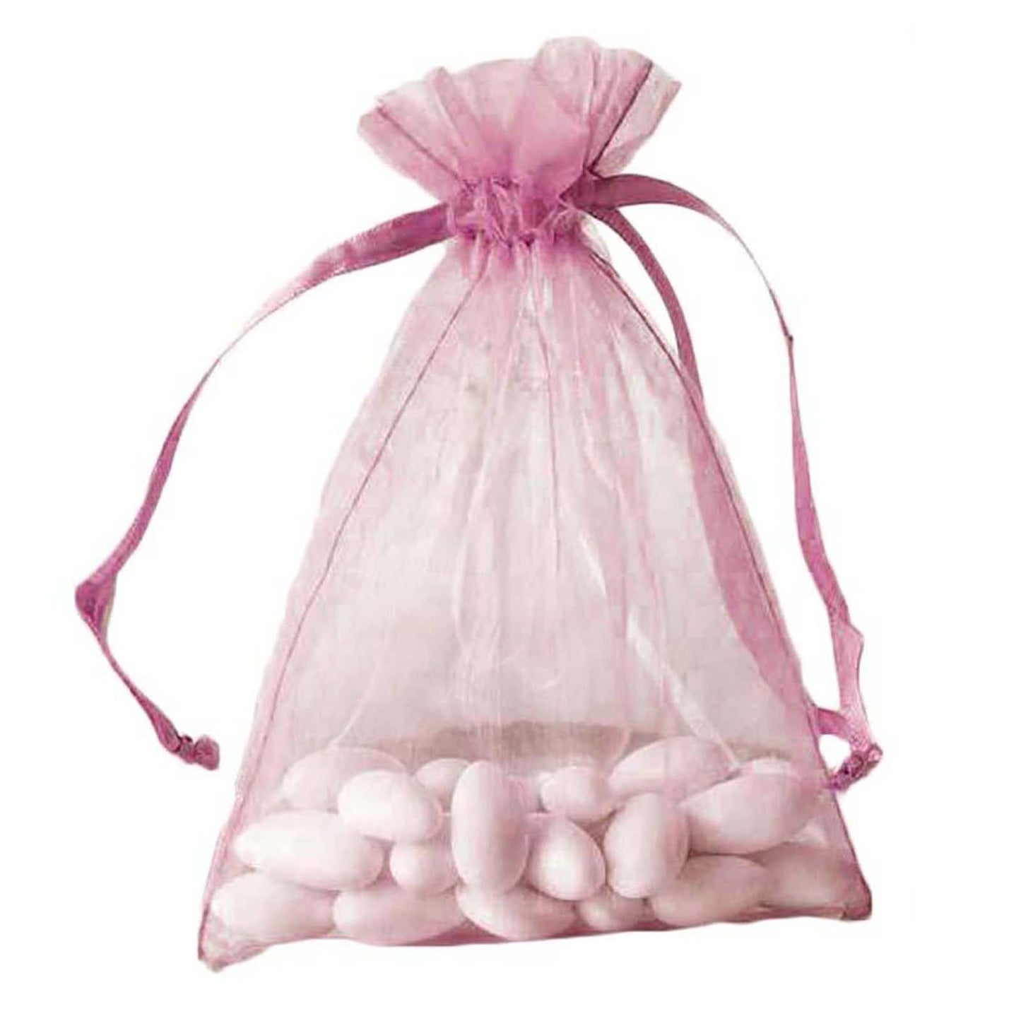 10 Pack 5"x7" Pink Organza Drawstring Wedding Party Favor Gift Bags - Linen Luxes