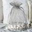 10 Pack 5"x7" Silver Organza Drawstring Wedding Party Favor Gift Bags - Linen Luxes