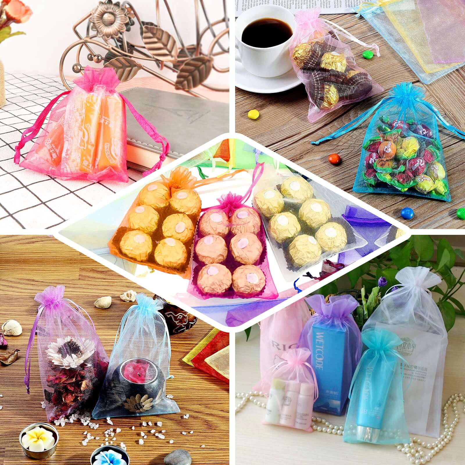 10 Pack 6"x9" Mint Organza Drawstring Wedding Party Favor Gift Bags - Linen Luxes