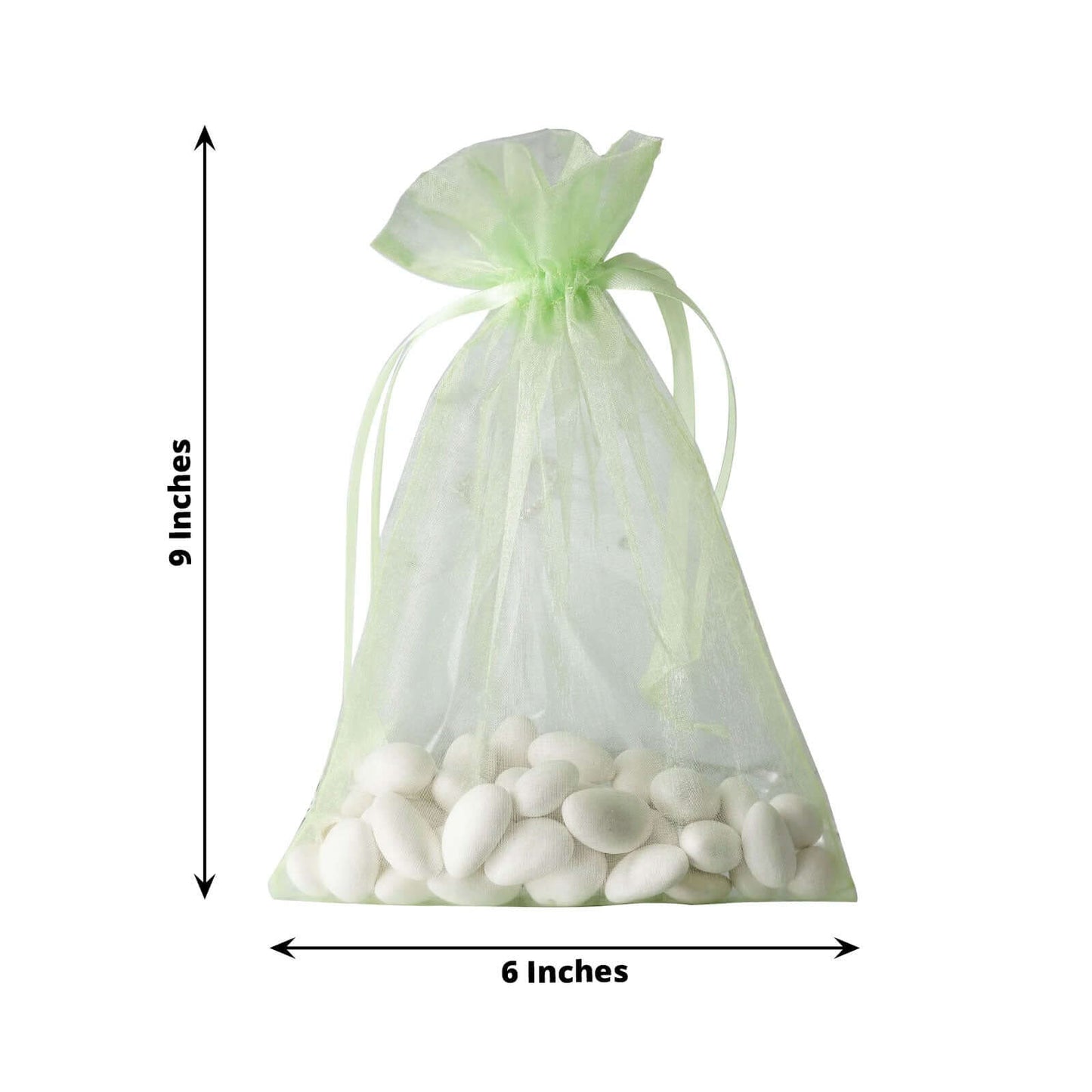 10 Pack 6"x9" Mint Organza Drawstring Wedding Party Favor Gift Bags - Linen Luxes