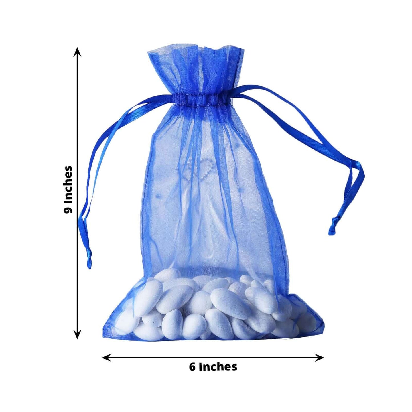10 Pack 6"x9" Royal Blue Organza Drawstring Wedding Party Favor Bags - Linen Luxes