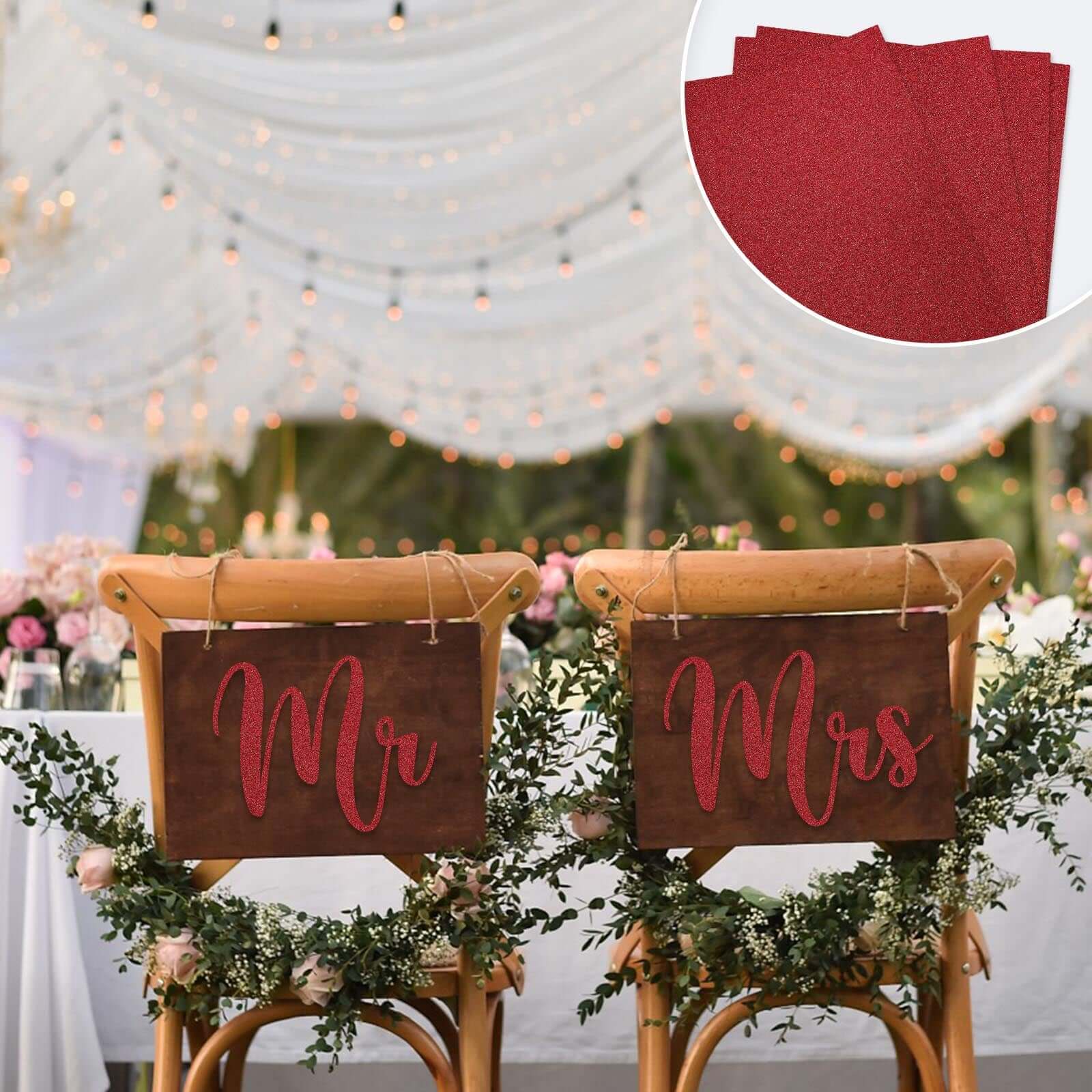 10 Pack Burgundy Self - Adhesive Glitter DIY Craft Foam Sheets - 12"x10" - Linen Luxes