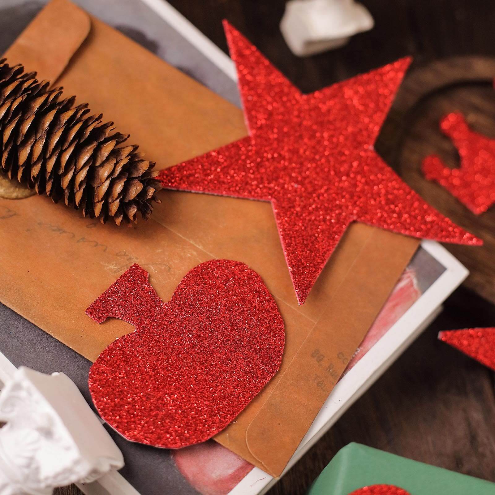 10 Pack Burgundy Self - Adhesive Glitter DIY Craft Foam Sheets - 12"x10" - Linen Luxes