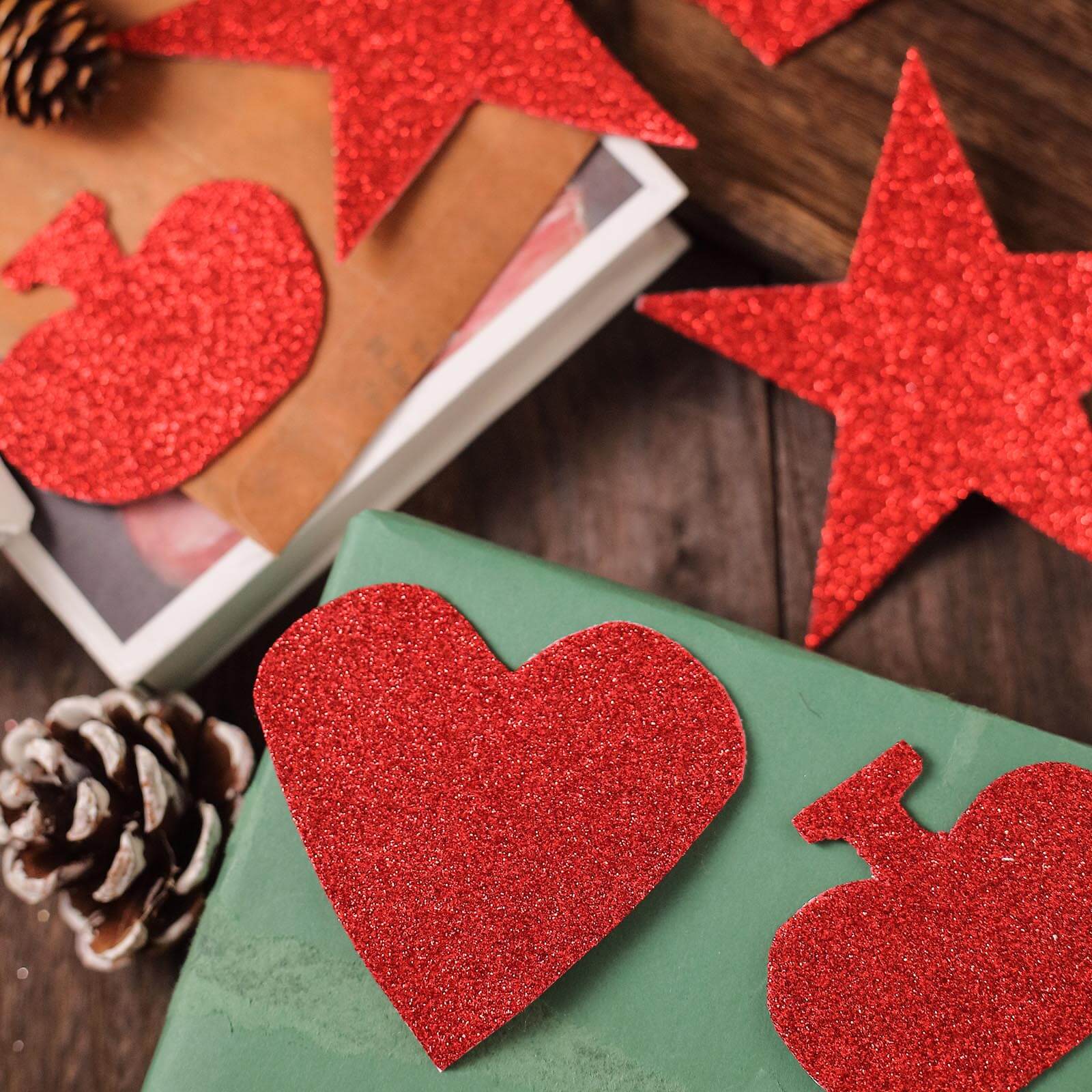 10 Pack Burgundy Self - Adhesive Glitter DIY Craft Foam Sheets - 12"x10" - Linen Luxes