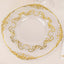 10-Pack Plastic 10" Round Dinner Plates in Clear with Gold Vintage Baroque Scalloped Rim - European Style Disposable Party Plates