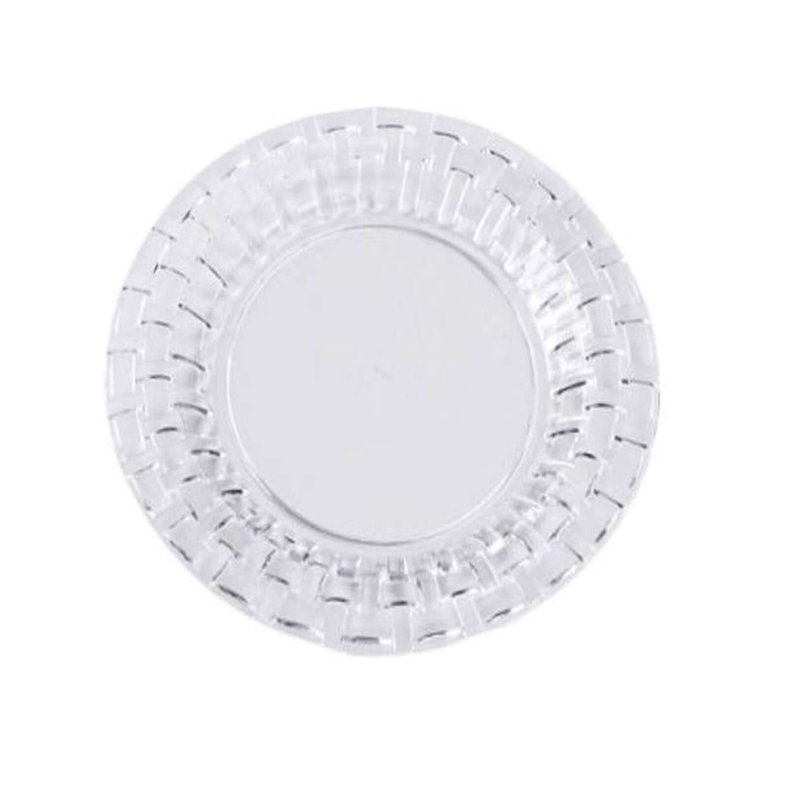 10 - Pack Dessert Plates Basketweave Rim Design Clear - Plastic Disposable Salad Plates for Parties 7" - Linen Luxes