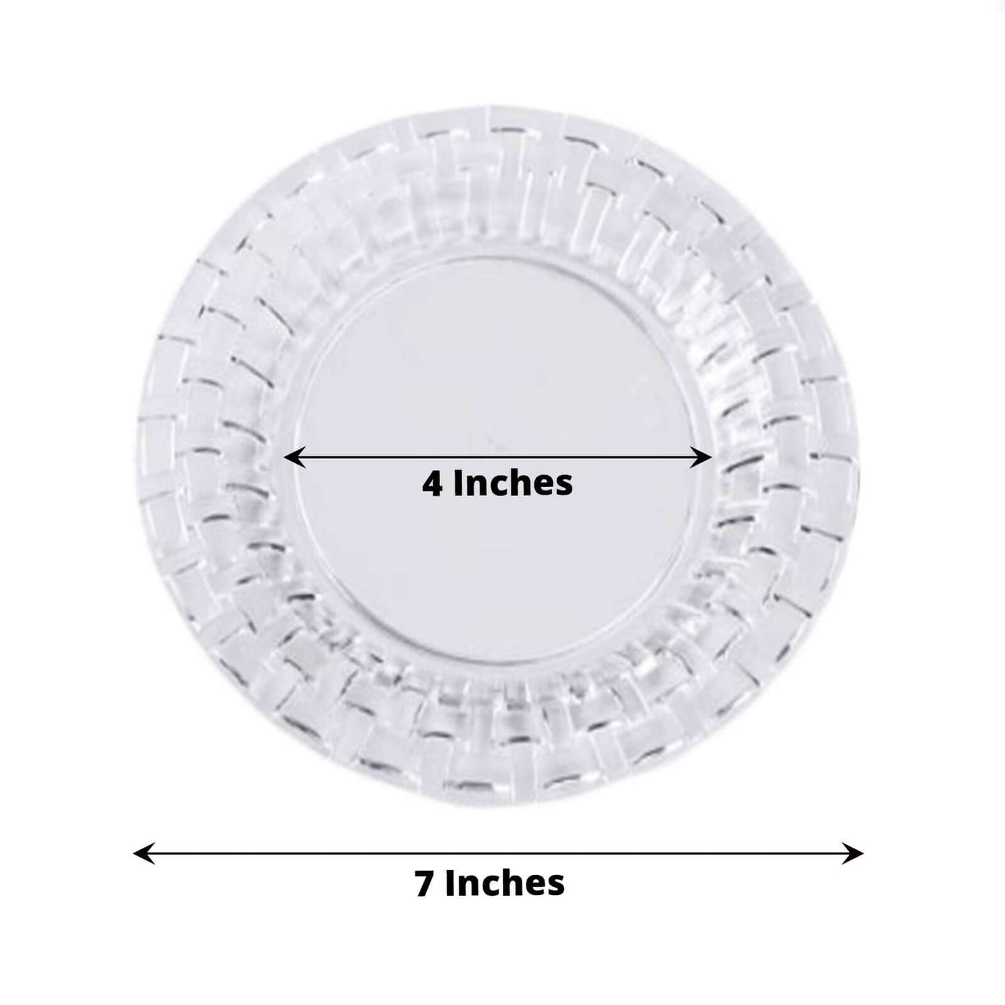 10 - Pack Dessert Plates Basketweave Rim Design Clear - Plastic Disposable Salad Plates for Parties 7" - Linen Luxes