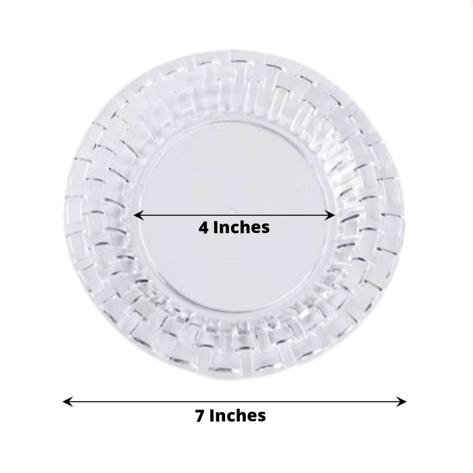 10 - Pack Dessert Plates Basketweave Rim Design Clear - Plastic Disposable Salad Plates for Parties 7" - Linen Luxes